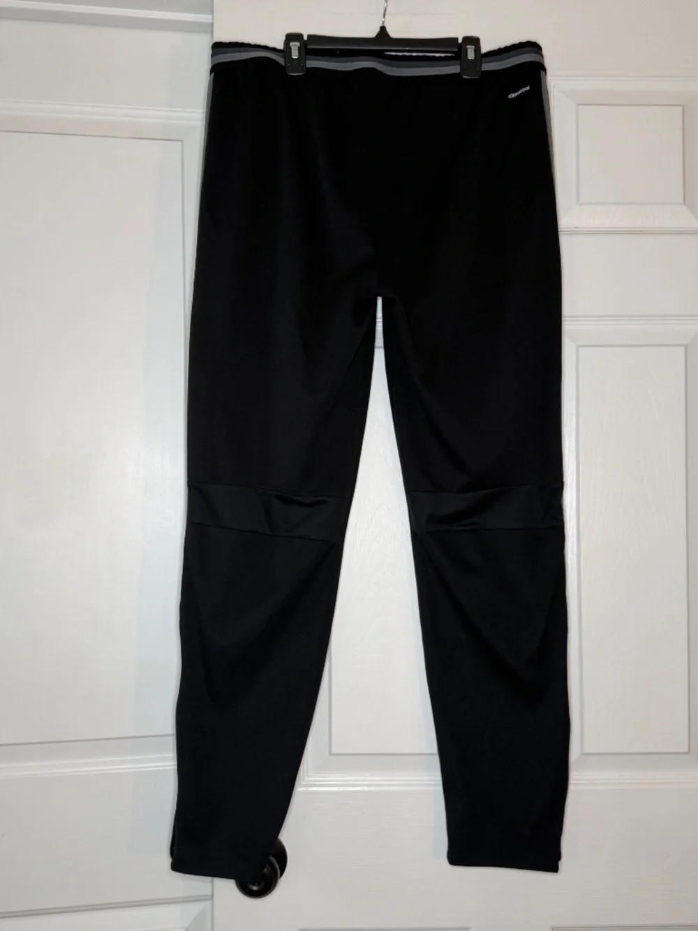 Adidas Track Pants Zipper Ankles Black Gray Stripe Mens XL Climacool